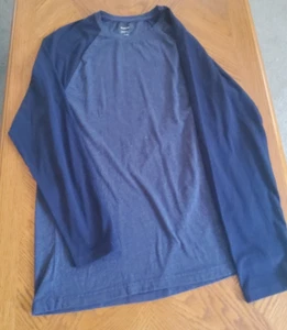 ALFANI MENS EASY CARE COLORBLOCK T-SHIRT-LARGE-BLUES-CREW NECK-LONG SLEEVES-*NEW - Picture 1 of 22