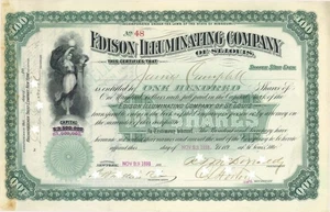 Edison Illuminating Co. of St. Louis - 1893 or 1894 dated Stock Certificate - Ut - Picture 1 of 1