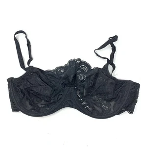 Vintage Gossard BH Damen Gr. 34B US schwarz Spitze Fronteinsatz ungefüttert - Bild 1 von 7