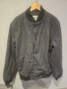 Y2K Old Navy Jacket Mens L Charcoal Wool Blend Full Zip Lined  - Picture 1 of 8