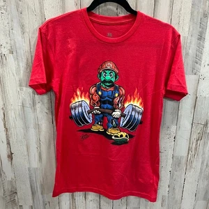 Superfresh Mario Deadlift Graphic Gym Tshirt Rot Herren XS Limited Edition - Bild 1 von 5