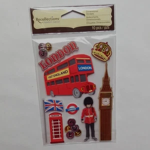 Londres Inglaterra Recuerdos Pegatinas 3D Dimensionales Álbum de Recortes Viaje Artesanías Nuevo en Paquete - Imagen 1 de 9
