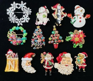 Lote de 13 broches de Navidad de Christopher Radko árbol Santa muñeco de nieve corona pingüino - Imagen 1 de 20