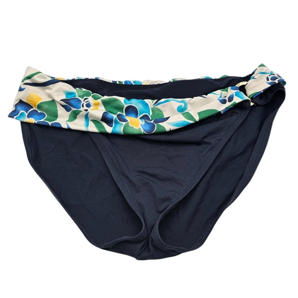 Nautica Womens Sz XL Bikini Swimsuit Bottom Navy Blue W/ Floral Print - Image 1 of 3