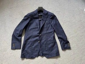 Cavour Navy Hopsack Sports Coat Blazer Wool IT48 Jacket - Picture 1 of 14