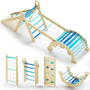 2025 8-in-1 Pikler Triangle Climbing Set Toddler Toys Indoor Baby Jungle Gym ... - Picture 1 of 6