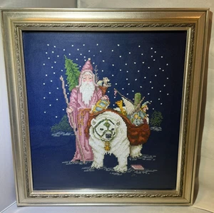 Noble Companions Weihnachtsmann & Eisbär Kreuzstich Wandbehang Weihnachten 14,5" - Bild 1 von 4