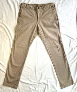 UNIQLO Mens CHINO Pants 34 x 34 - KHAKI BEIGE Flat Front Casual Stretch Classic - Picture 1 of 7