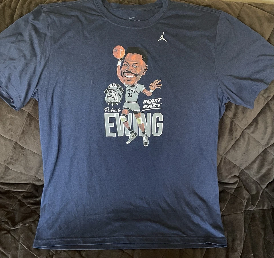Camisa Patrick Ewing Georgetown Hoyas Jordan Dri-fit Mike Azul Marino Talla XL 1984 *Rara Foto 1 de 3