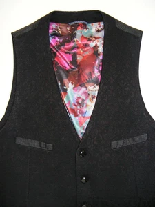 GILET UOMO NERO ROBERT GRAHAM STILE ARTISTICO ABBOTTONATO TG 40R ETICHETTA SMALL O MED - Foto 1 di 18