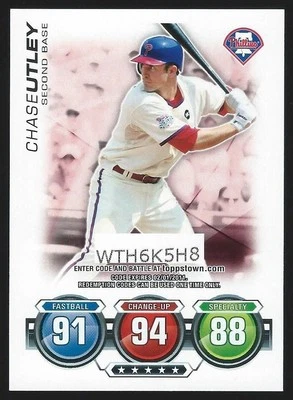 Chase Utley 2010 Topps Series 2 Attax Code Cards Baseball Card - Phillies - Image 1 of 2