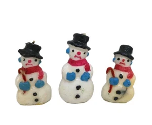 Schneemannförmige Kerzen von Halo Hergestellt in Japan Menge 3 Vintage schrullig schmelzend  - Bild 1 von 17