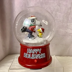 Gemmy Peanuts Snoopy Woodstock Skating Air Snow Globe Works! Waterless - Picture 1 of 6