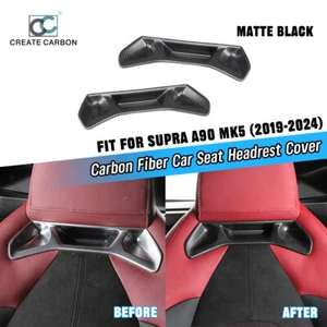 2pcs Matte Carbon Fiber Seat Headrest Trim Cover Fit For Supra MK5 A90 2019-2024 - Imagen 1 de 8