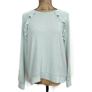 NWT Betsy Johnson Performance Womens sz M Sweatshirt Blue Ruffle Long Sleeve - Picture 1 of 8