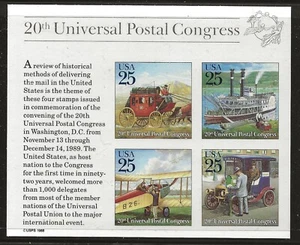 US Scott #2438, Souvenir Sheet 1989 Postal Congress VF MNH - Picture 1 of 1