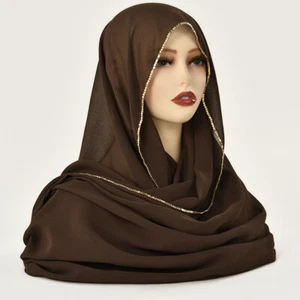 Muslim Women Chiffon Long Scarf Islamic Hijab Shawl Headscarf Turban Wrap Stoles - Picture 1 of 19