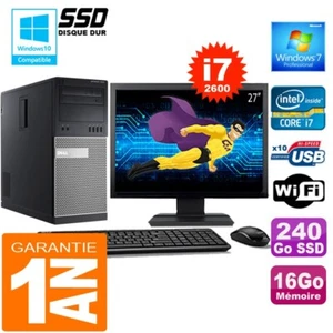 PC tour DELL 7010 Core I7-2600 RAM 16Go Disk 240 Go SSD Wifi W7 Screen 27 " - Zdjęcie 1 z 1