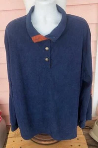 MENS 4XL XXXXL RIBBED SHIRT Navy Blue Soft/Comfy 2 Elbow Patches 4 Buttons - Bild 1 von 4