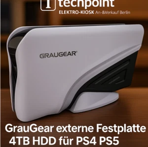 💾 GrauGear Disque Dur Externe 4To HDD pour PlayStation 4 Playstation 5 USB 3.2 ✅ - Photo 1/24