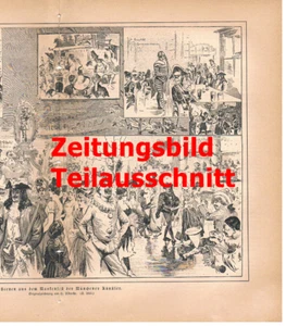 D101 2569 Albrecht München Maskenfest Künstler Fasching Druck 1886 !! - Bild 1 von 4