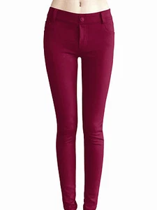 Women Skinny Colorful Jeggings Stretchy Sexy Pants Soft Leggings Burgundy M - Picture 1 of 2