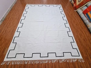 Modern Handwoven White Rug Living Room Rug Handwoven Cotton Rug Modern Rug - Picture 1 of 5