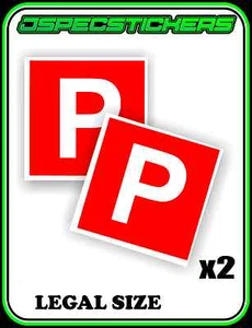 RED P PLATE STICKER NON MAGNETIC LEGAL SIZE LICENCE REGO x2 CAR BIKE STICK ON - Imagen 1 de 1