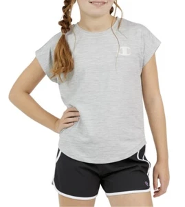 Champion Girl's Short Cap Sleeve Everyday Tee Grey Heather Color NEW - Picture 1 of 6