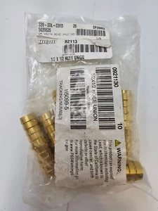 Pack of 10 1/2 X 1/2” Hose Barb Union Splicer Brass Pipe Fitting Gas Water Air - Picture 1 of 5