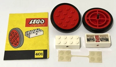 Vintage ©1964 LEGO 401-3 Classic Large Wheels with Axles + Instruction AS NEW - Image 1 of 4