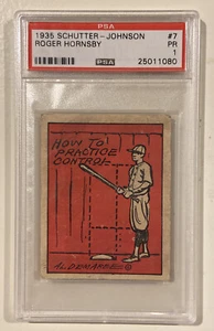 1935 Schutter-Johnson #7 ROGERS HORNSBY PSA 1 HOF Baseball Card STL Cardinals - Picture 1 of 4
