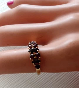 VTG. 18K SOLID Y/GOLD GARNET RING SZ-5.5 - Picture 1 of 4