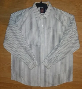 WHITE - BLUE & Purple Striped Button Up Dress Shirt - 2XL Mens Brooklyn Xpress - Picture 1 of 7