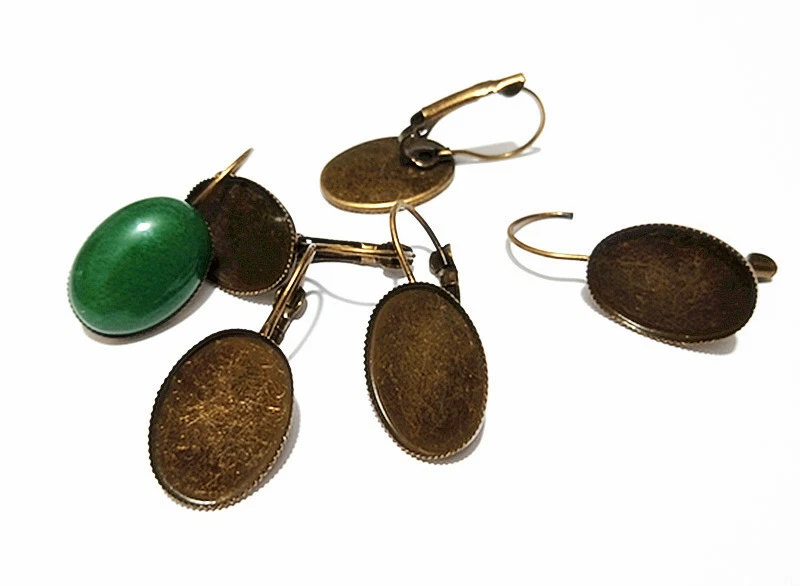 2coppie base orecchini con castone ovale in ottone 33x13mm interno 18x13mm bronz - Immagine 1 di 1