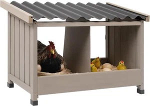 Petscosset Chicken Nesting Box with with PVC Roof for Poultry, 2 Compartments - Picture 1 of 7