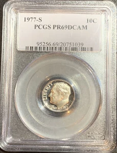 1977-S Roosevelt Dime 10C PCGS PR69DCAM - Picture 1 of 2