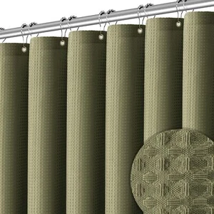 Extra Long Shower Curtains 96 inch Khaki Waffle Shower Curtain for Bathroom H... - Picture 1 of 6