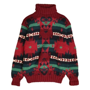 Suéter Vintage Polo Ralph Lauren Lana Tejido Cuello Alto Talla Mediana Azteca - Imagen 1 de 3