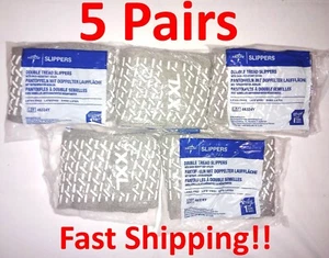 5 Pair Medline XXL Double-Tread Hospital Slipper Socks Gray 2XL Fast Shipping!! - Picture 1 of 7