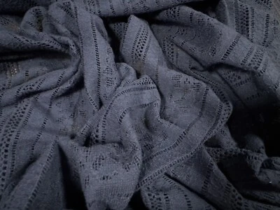 Crochet Lace Dress Fabric, Per Metre - Floral Stripe - Grey - Image 1 of 3