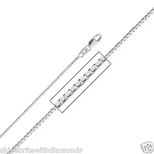 Massiv 14 Karat Weißgold 1 mm. Boxkette 16 18 20 22 24 26 Zoll - Bild 1 von 1
