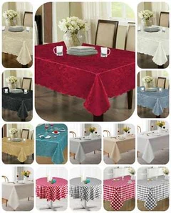 Damask Jacquard Table Cloth Cover Rectangle & Round Napkin Table Runner Floral - Picture 1 of 35