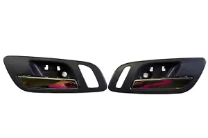 Inner Interior Inside Door Handle Black Chrome Lever Front Left Right Set of 2 - Picture 1 of 3