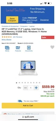 hp laptop 17-cn0273st - Image 1 of 4