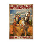 Western Cowgirl Vintage Iron Picture Rectangular Metal Plate Retro Flat Wall Art