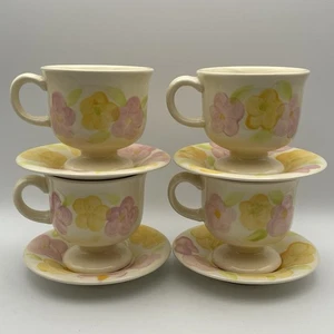 Vintage Garden Party Franciscan 4 Cups 4 Saucers Earthenware 1970’s Excellent - Picture 1 of 9