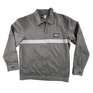 Rip Curl Jacket Mens Large Gray Zip Front Contrast Chest Stripe Surf Casual - Picture 1 of 13