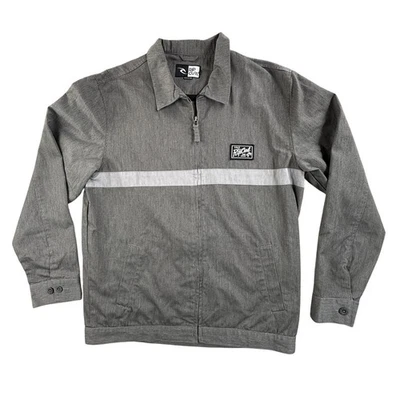 Rip Curl Jacket Mens Large Gray Zip Front Contrast Chest Stripe Surf Casual - Image 1 of 4