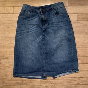 Kut from the Kloth Damenrock Gr. 14 Medium Wash Denim Used-Look Cinch-Taille gebraucht, in einwandfreiem Zustand - Bild 1 von 8